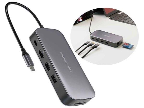 هاب تایپ سی و حاظه اس اس دی 256 گیگابایت پاورولوژی Powerology 256GB USB-C Hub & SSD Drive All-in-one PWSDHB